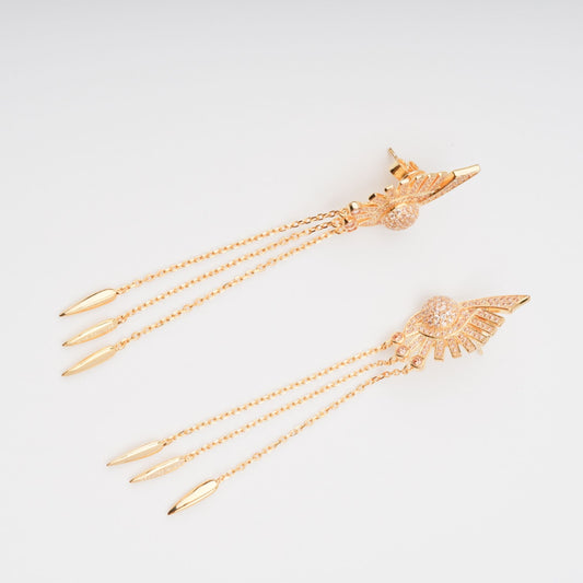 Balch Gold Tone Sun Motif Dangle Silver Earrings