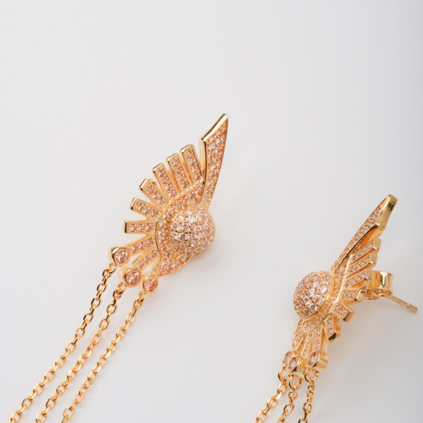 Balch Gold Tone Sun Motif Dangle Silver Earrings