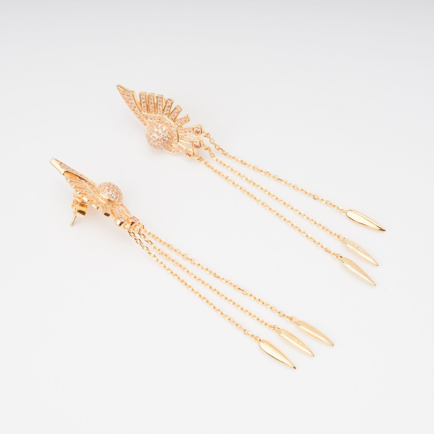 Balch Gold Tone Sun Motif Dangle Silver Earrings