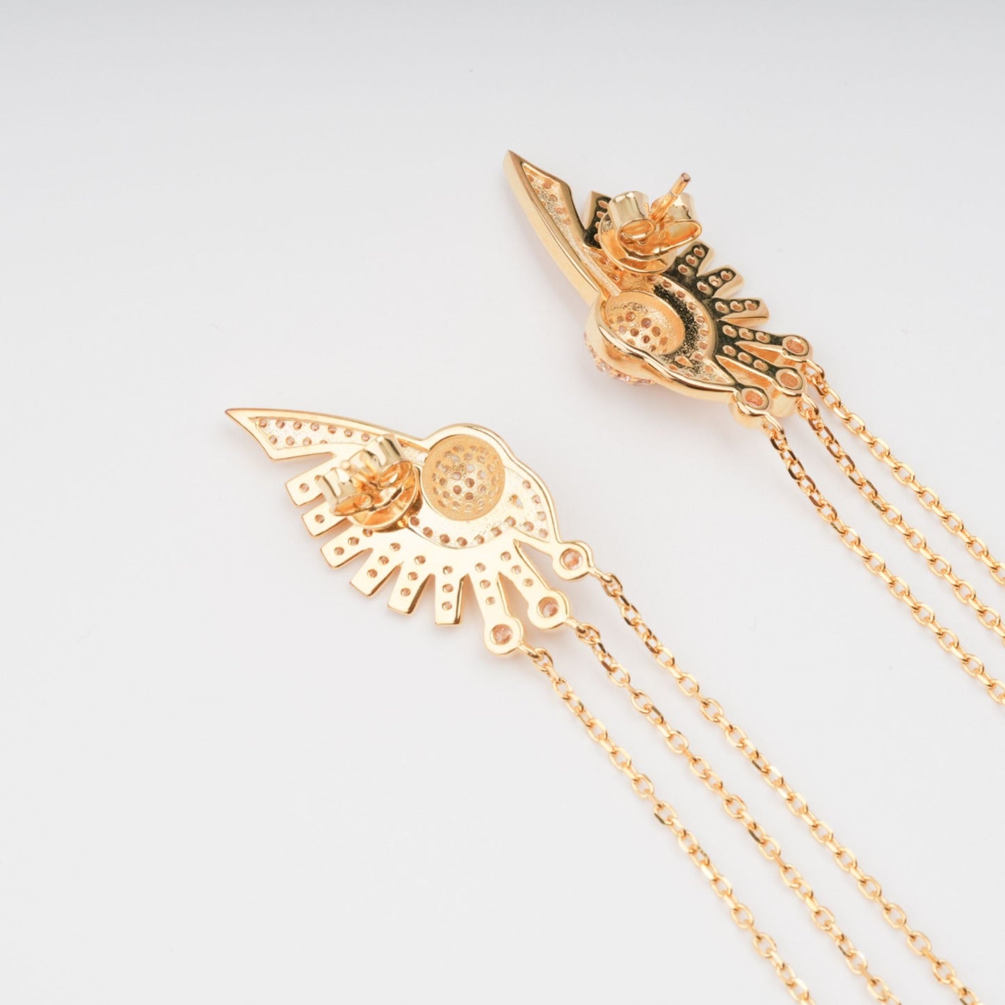 Balch Gold Tone Sun Motif Dangle Silver Earrings