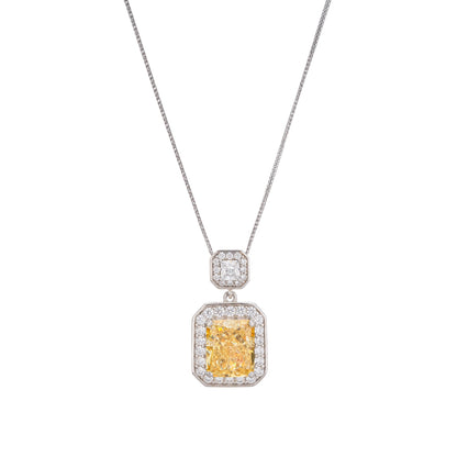 Pirjo Yellow Emerald Cut Gemstone Pendant Sterling Silver Necklace