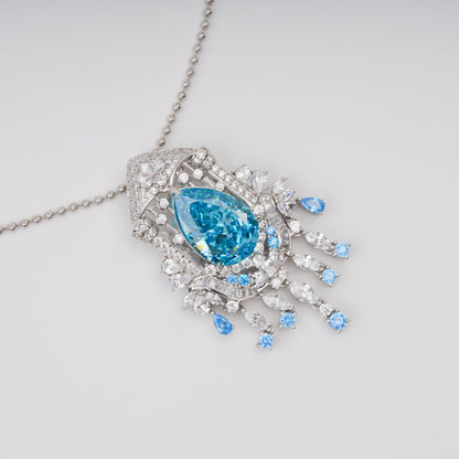 Aava Blue Teardrop Gemstone Pendant Sterling Silver Necklace