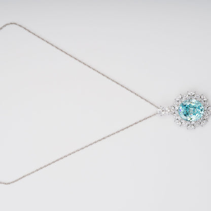 Eini Aquamarine Floral Gemstone Pendant Sterling Silver Necklace