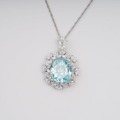 Eini Aquamarine Floral Gemstone Pendant Sterling Silver Necklace