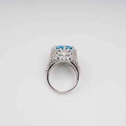 Éternité Blue Floral Motif Gemstone Sterling Silver Ring