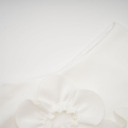 Magali White Sleeveless Maxi Dress with Faux Flower & Bow-Tie Embellishment