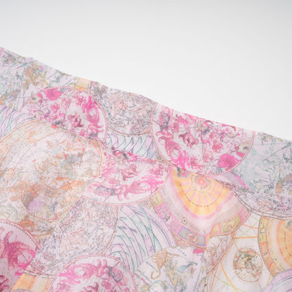 Cherry pink pattern-print shirt & skirt matching set