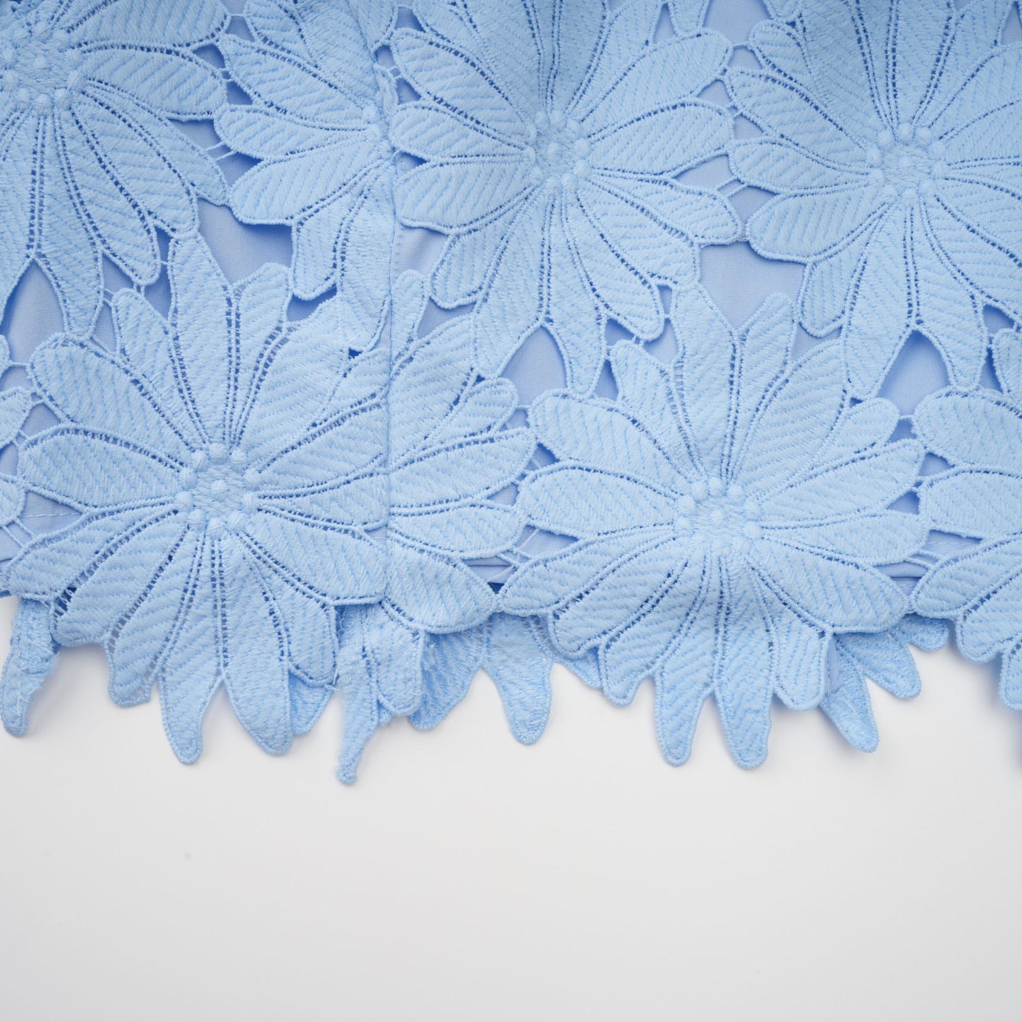Audrey blue guipure-lace top & skirt matching set