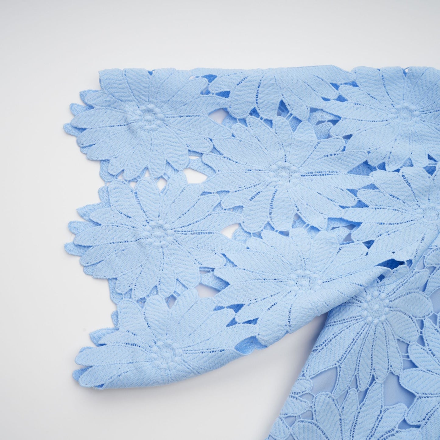 Audrey blue guipure-lace top & skirt matching set