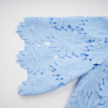 Audrey blue guipure-lace top & skirt matching set