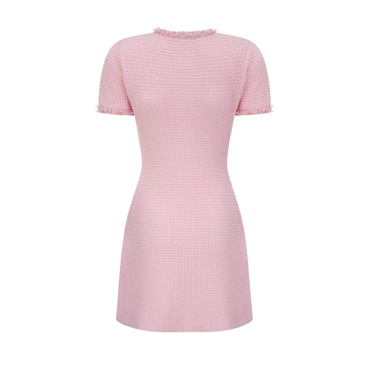 Eugénie pink beaded knit mini dress