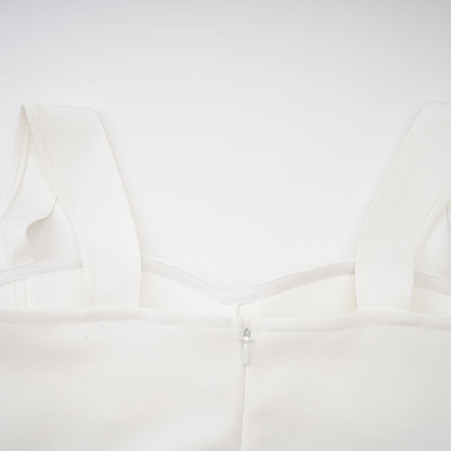 Olivia white floral-appliqué bandage maxi dress