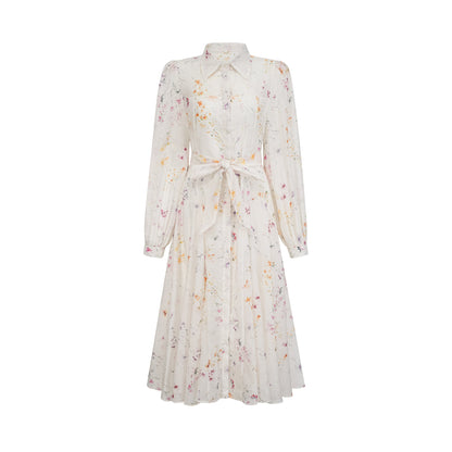 Zoé white floral-print tied midi dress