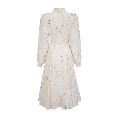 Zoé white floral-print tied midi dress