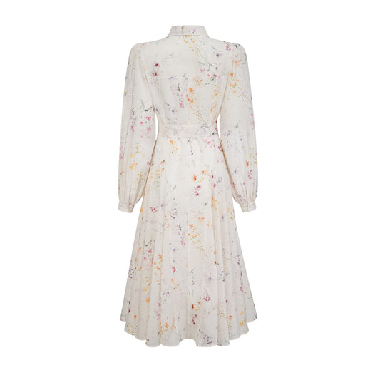 Zoé white floral-print tied midi dress