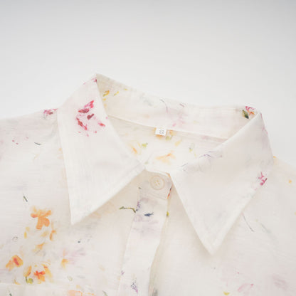 Zoé white floral-print tied midi dress