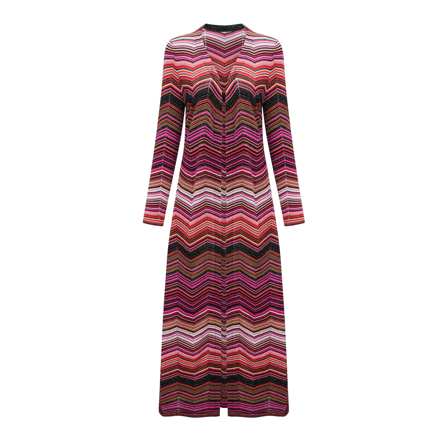 Chloé Red Striped Knit Long Cardigan