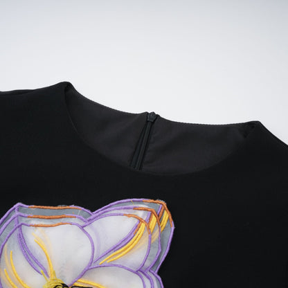 Irène sequined floral-embroidered midi dress in Black