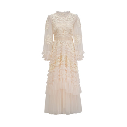 Capucine floral-embroidered layered tulle maxi dress