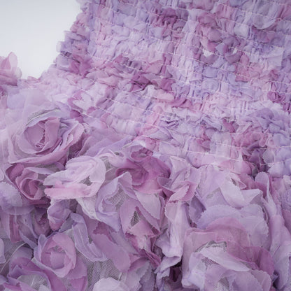 Mylène purple 3D-petal tiered tulle mini dress