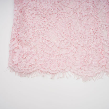 Elisabetta pink embellished floral-embroidered lace midi dress