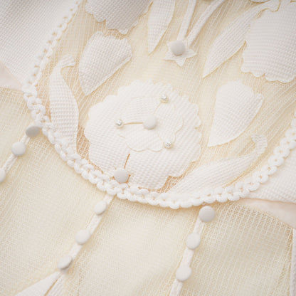 Maelle white flower-embroidered mini dress