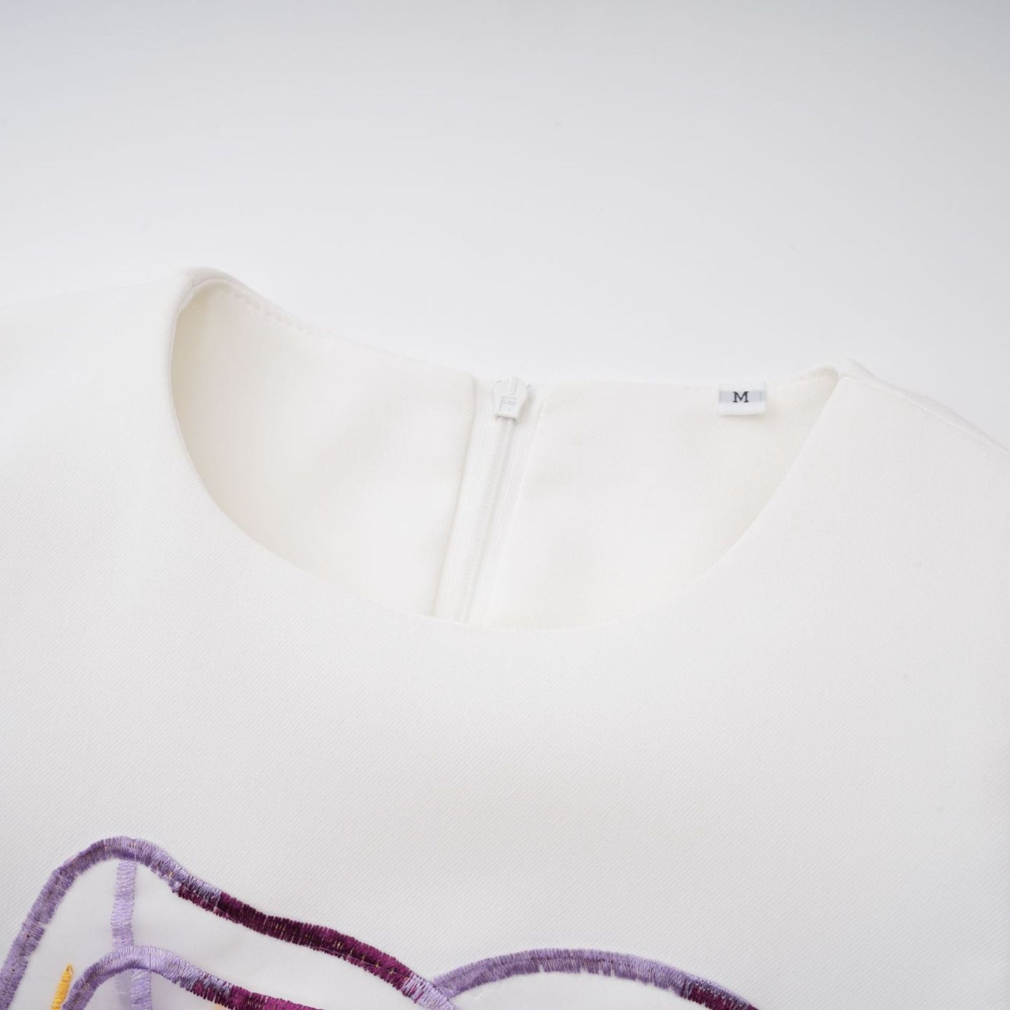 Irène White Sequin Floral Embroidered Midi Dress