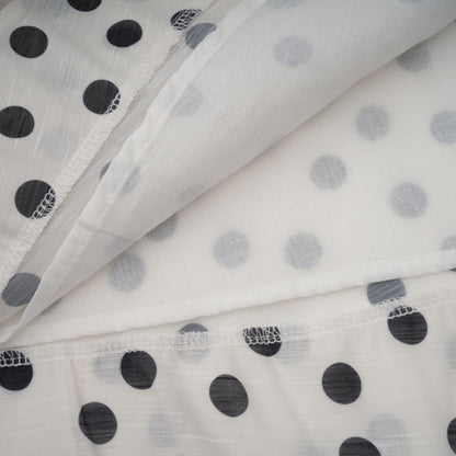 Audrey white bowknot polka-dot midi dress