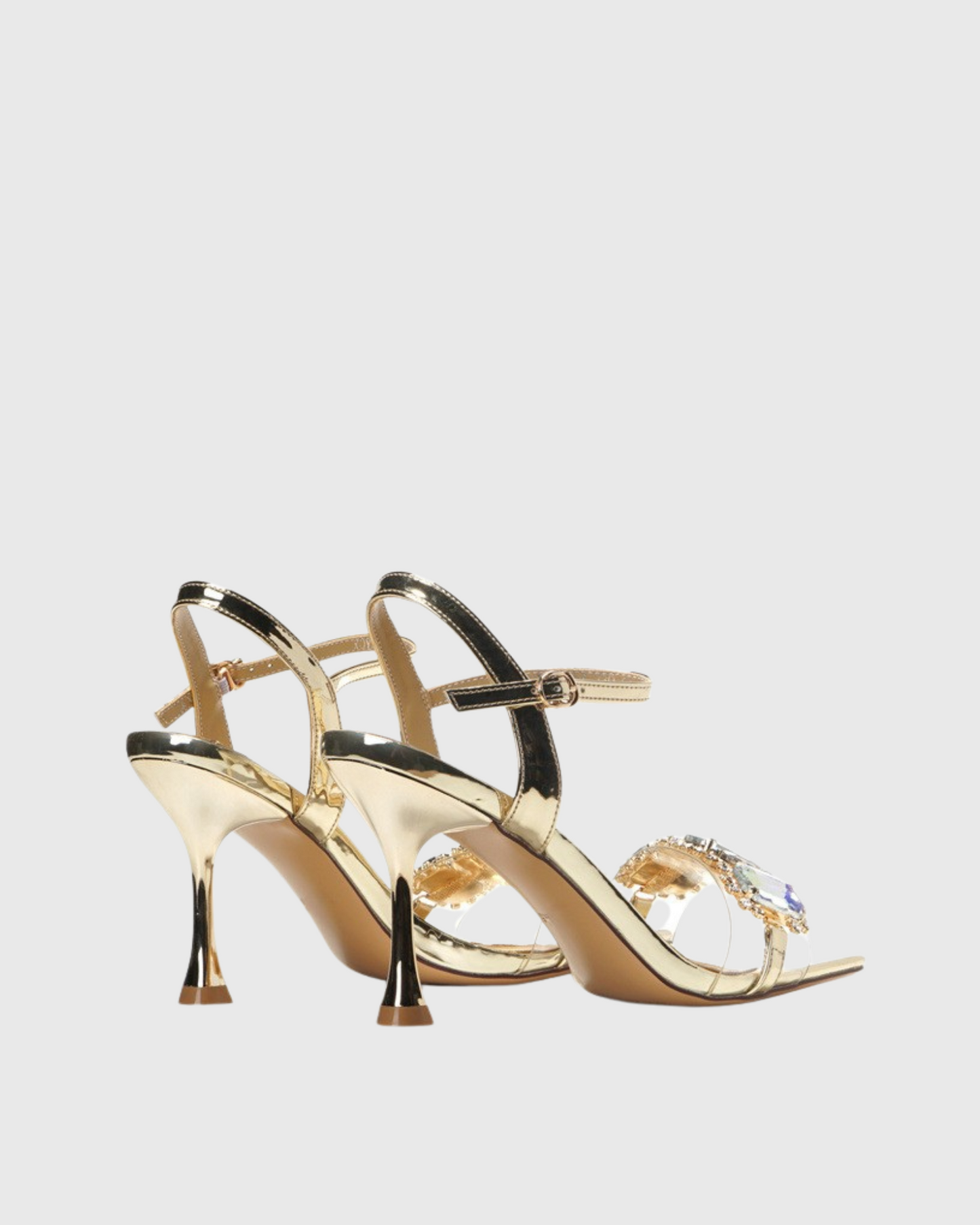Dagny Crystal Metallic Strap Sandals In Gold