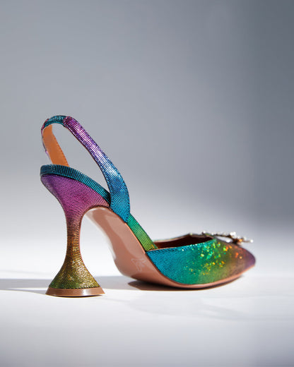 Desideria Rhinestone Slingback Flared Heels In Multicolor