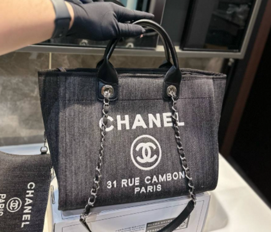 EL2110 Black Chanel Deauville Tote 33cm