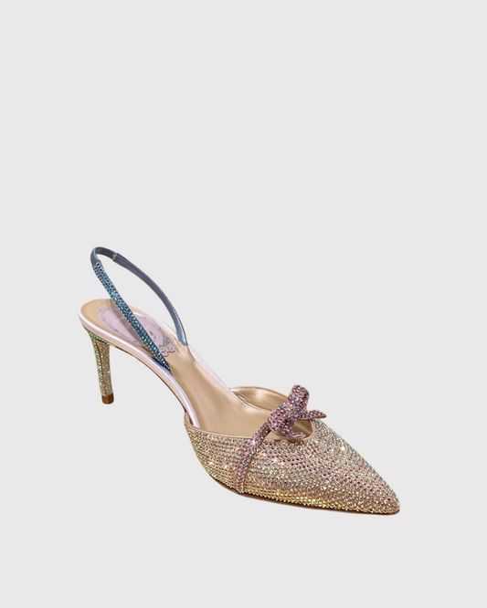 Easton Rhinestone Slingback Pumps In Champagne