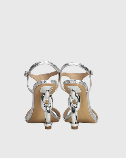 Elsie Texture Chain Sandals In Silver