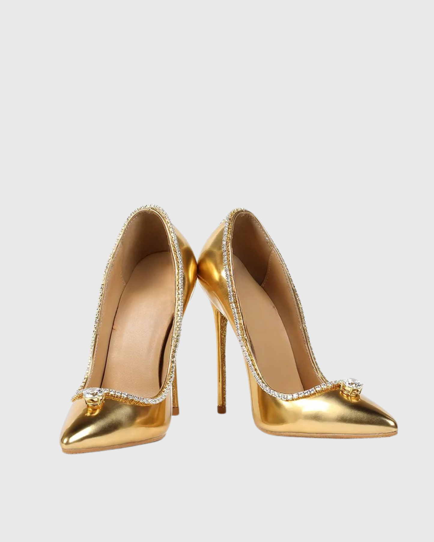 Erin Rhinestone Metallic Pumps In Gold