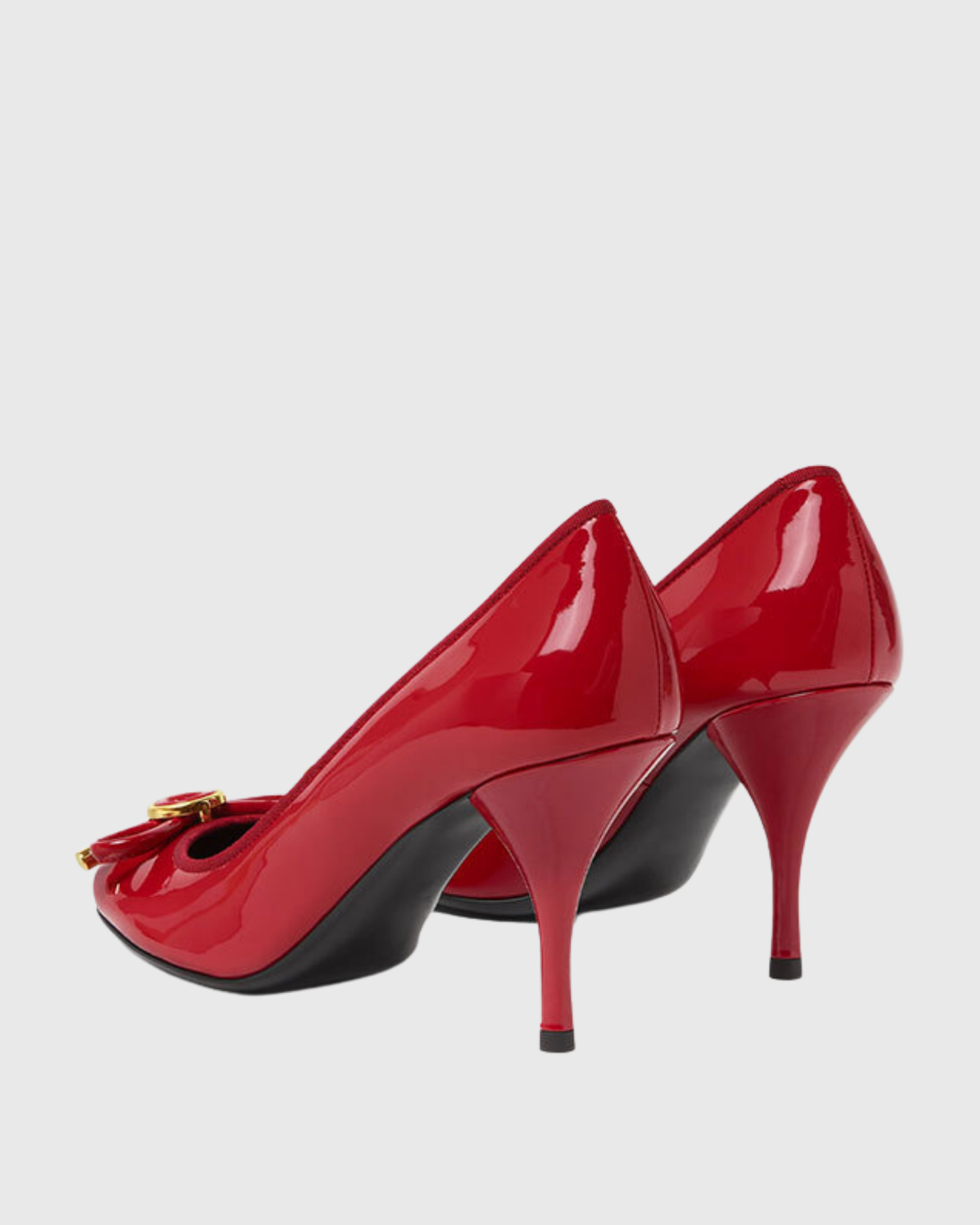 Eva Bow Patent Leather Pumps In Red