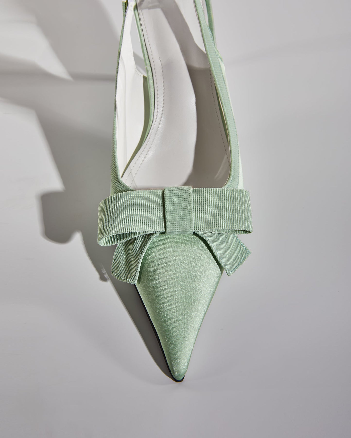 Fay Bow Satin Slingback Pumps In Green