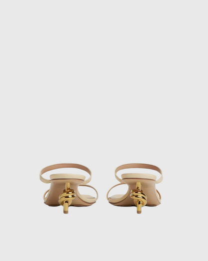 Fiamma Metal Knot Kitten Heels In Natural