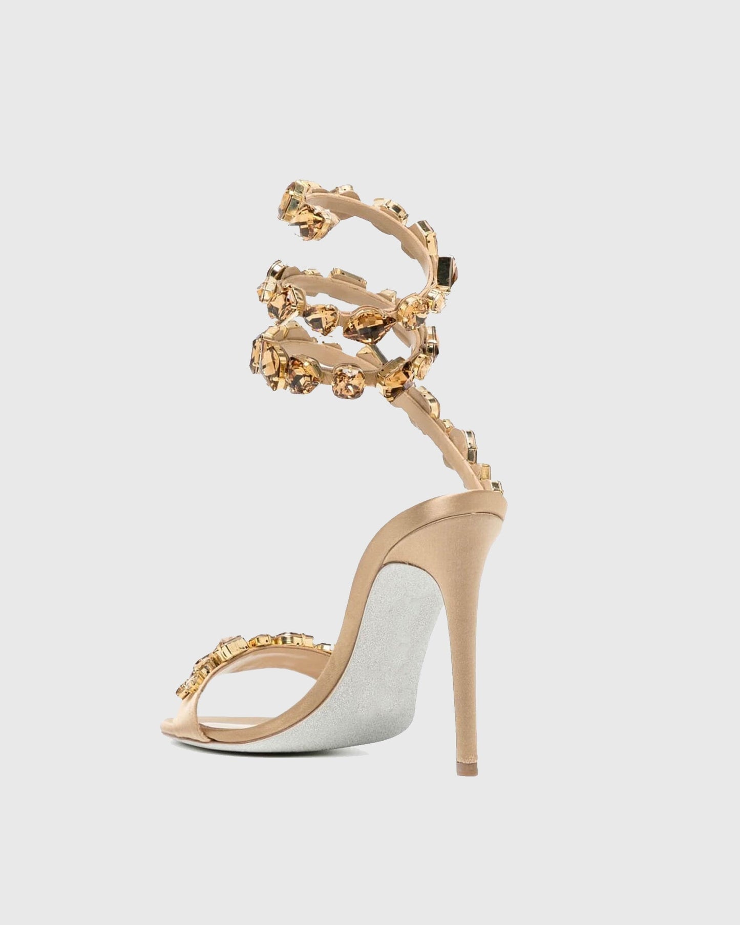 Filide Rhinestone Embellished  Lace Up Sandals In Apricot
