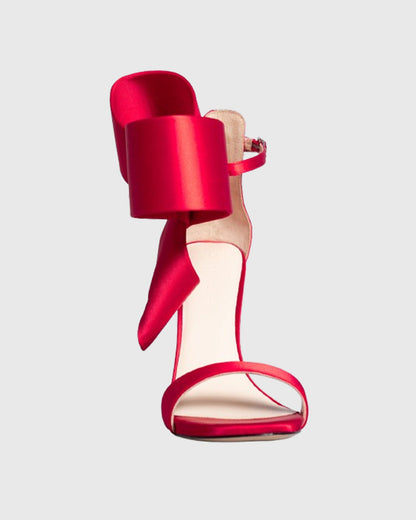 Fioralba Bow Satin Strap Sandals In Red