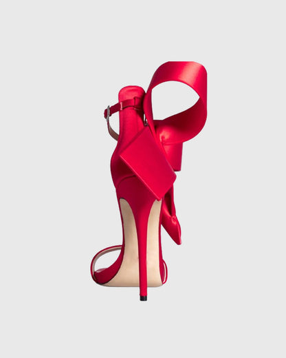 Fioralba Bow Satin Strap Sandals In Red