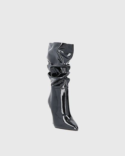 Gisella Ruched Wedge Mid Calf Boots