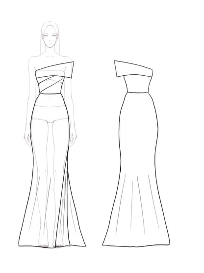 Formal Prom Dress Off-Shoulder Color-block Side Slit Floor-Length Dress