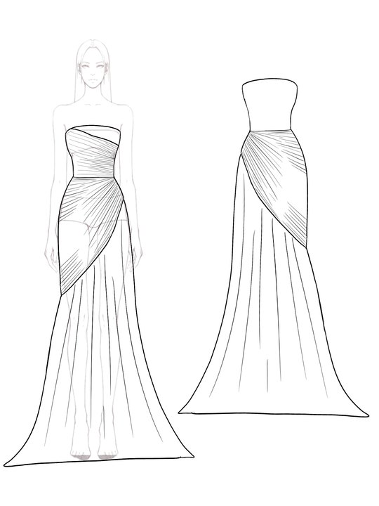 Formal Pleated Dress Purple Strapless Floor-Length Dress