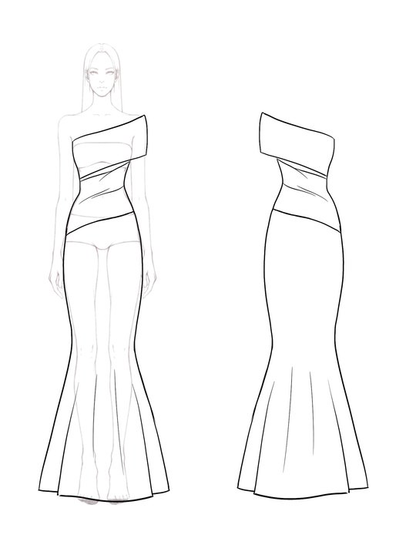 Formal Evening Dress One-Shoulder Color-block Mermaid Floor-Length Dress