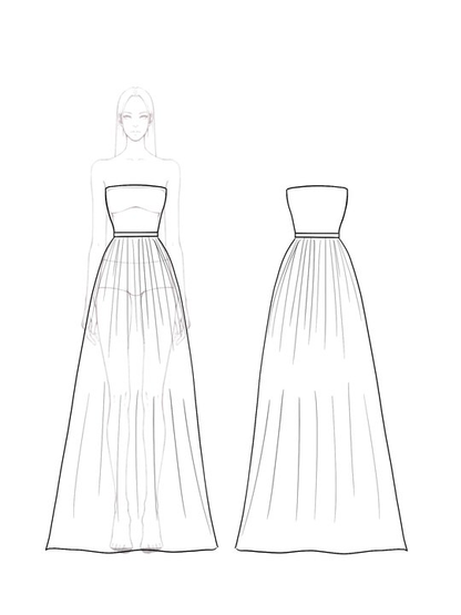 Evening Prom Mesh Yellow Dress Strapless Pleated Floor Length Dress