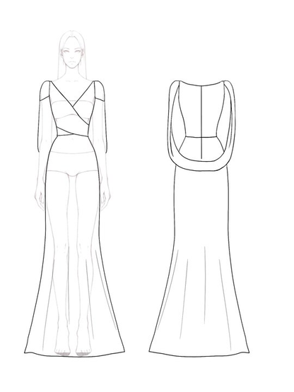 Formal Evening Gold Gown V-Neck Drop Floor-Length Dress