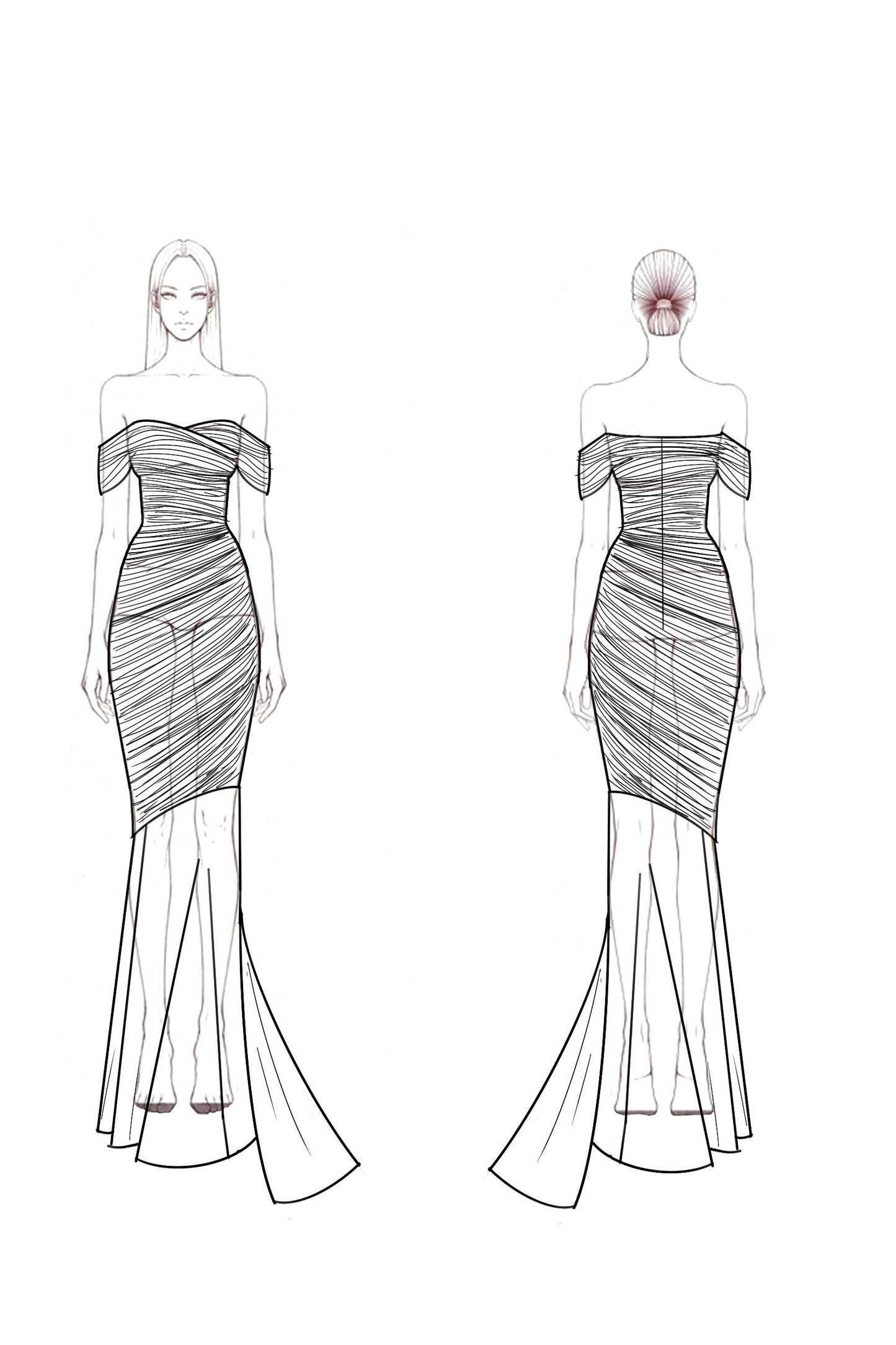 Formal Evening Dress Pink Pleated Mermaid Floor-Length Dress