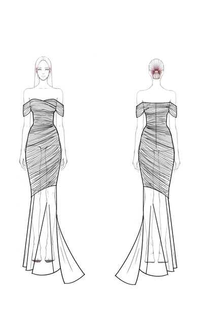 Formal Evening Dress Pink Pleated Mermaid Floor-Length Dress