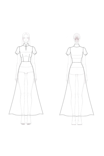 Formal Evening Dress White Stand Collar A-Line Maxi Dress