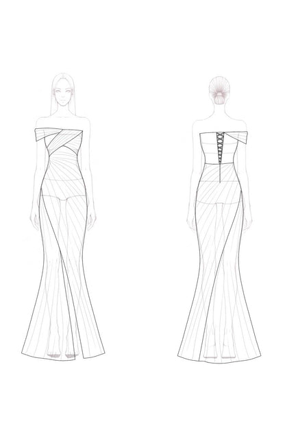 Evening Dress Gold Metallic One-Shoulder Pleated Floor-Length Dress